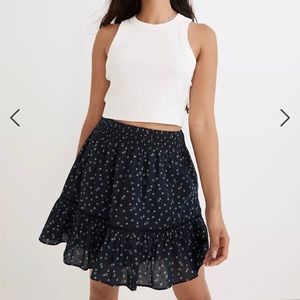NWT Madewell, Smocked Waist Ruffle Mini Skirt in Bandana Flower - Size Medium
